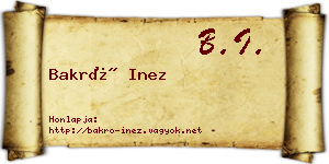 Bakró Inez névjegykártya